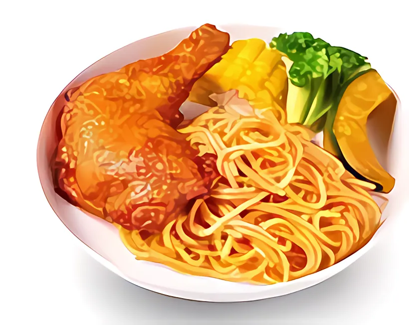 炸鸡腿时蔬面
